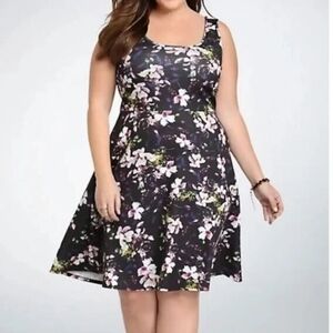 Torrid floral print scuba skater dress